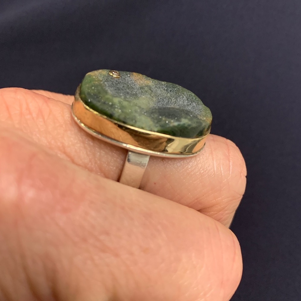 Jamie Joseph Green Druzy with Diamond - Picture 2 of 8